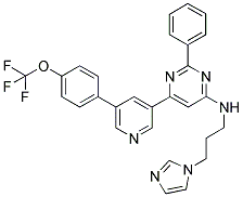 (3-IMIDAZOL-1-YL-PROPYL)-(2-PHENYL-6-[5-(4-TRIFLUOROMETHOXY-PHENYL)-PYRIDIN-3-YL]-PYRIMIDIN-4-YL)-AMINE Struktur