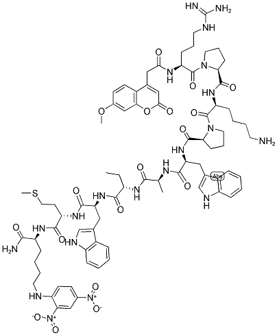 MCA-ARG-PRO-LYS-PRO-TRY-ALA-NVA-TRP-MET-LYS(DNP)-NH2 Struktur