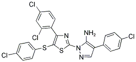 4-(4-CHLOROPHENYL)-1-[5-[(4-CHLOROPHENYL)SULFANYL]-4-(2,4-DICHLOROPHENYL)-1,3-THIAZOL-2-YL]-1H-PYRAZOL-5-AMINE Struktur