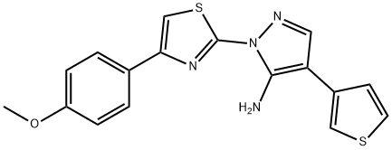 1-[4-(4-METHOXYPHENYL)-1,3-THIAZOL-2-YL]-4-(3-THIENYL)-1H-PYRAZOL-5-AMINE Struktur