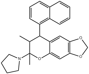 1-[6,7-DIMETHYL-8-(1-NAPHTHYL)-7,8-DIHYDRO-6H-[1,3]DIOXOLO[4,5-G]CHROMEN-6-YL]PYRROLIDINE Struktur