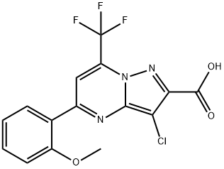 3-CHLORO-5-(2-METHOXYPHENYL)-7-(TRIFLUOROMETHYL)PYRAZOLO[1,5-A]PYRIMIDINE-2-CARBOXYLIC ACID Struktur