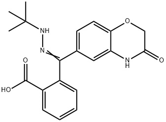 2-[[(E)-2-(TERT-BUTYL)HYDRAZONO](3-OXO-3,4-DIHYDRO-2H-1,4-BENZOXAZIN-6-YL)METHYL]BENZENECARBOXYLIC ACID Struktur