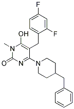 4-(4-BENZYL-PIPERIDIN-1-YL)-5-(2,4-DIFLUORO-BENZYL)-6-HYDROXY-1-METHYL-1H-PYRIMIDIN-2-ONE Struktur