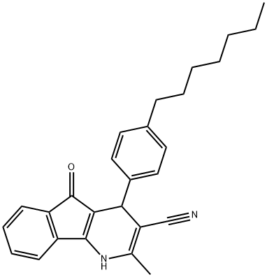 4-(4-HEPTYLPHENYL)-2-METHYL-5-OXO-4,5-DIHYDRO-1H-INDENO[1,2-B]PYRIDINE-3-CARBONITRILE Struktur