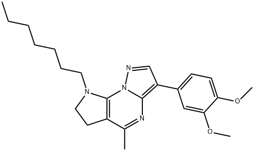 3-(3,4-DIMETHOXYPHENYL)-8-HEPTYL-5-METHYL-7,8-DIHYDRO-6H-PYRAZOLO[1,5-A]PYRROLO[3,2-E]PYRIMIDINE Struktur