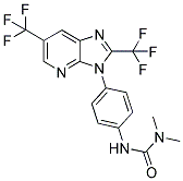 N-[4-[2,5-BIS(TRIFLUOROMETHYL)-1,3,7-TRIAZAINDEN-1-YL]PHENYL]-N',N'-DIMETHYLUREA Struktur