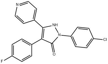 2-(4-CHLOROPHENYL)-4-(4-FLUOROPHENYL)-5-PYRIDIN-4-YL-1,2-DIHYDROPYRAZOL-3-ONE Struktur