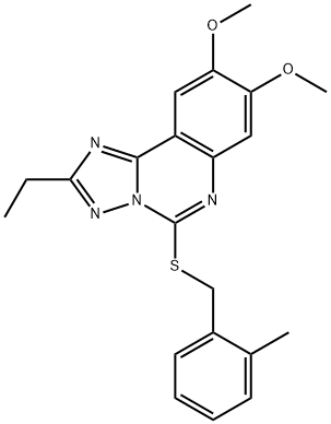 2-ETHYL-8,9-DIMETHOXY-5-[(2-METHYLBENZYL)SULFANYL][1,2,4]TRIAZOLO[1,5-C]QUINAZOLINE Struktur