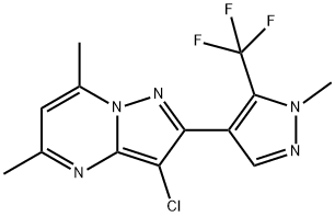 3-CHLORO-5,7-DIMETHYL-2-[1-METHYL-5-(TRIFLUOROMETHYL)-1H-PYRAZOL-4-YL]PYRAZOLO[1,5-A]PYRIMIDINE Struktur