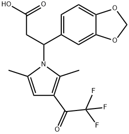 3-(1,3-BENZODIOXOL-5-YL)-3-[2,5-DIMETHYL-3-(2,2,2-TRIFLUOROACETYL)-1H-PYRROL-1-YL]PROPANOIC ACID Struktur