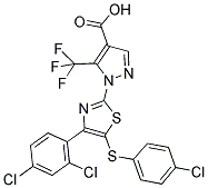 1-[5-[(4-CHLOROPHENYL)SULFANYL]-4-(2,4-DICHLOROPHENYL)-1,3-THIAZOL-2-YL]-5-(TRIFLUOROMETHYL)-1H-PYRAZOLE-4-CARBOXYLIC ACID Struktur