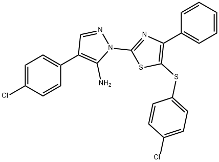 4-(4-CHLOROPHENYL)-1-(5-[(4-CHLOROPHENYL)SULFANYL]-4-PHENYL-1,3-THIAZOL-2-YL)-1H-PYRAZOL-5-AMINE Struktur