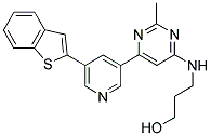 3-((6-[5-(1-BENZOTHIEN-2-YL)PYRIDIN-3-YL]-2-METHYLPYRIMIDIN-4-YL)AMINO)PROPAN-1-OL Struktur