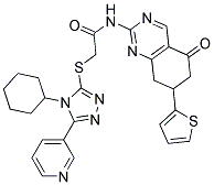 2-(4-CYCLOHEXYL-5-(PYRIDIN-3-YL)-4H-1,2,4-TRIAZOL-3-YLTHIO)-N-(5-OXO-7-(THIOPHEN-2-YL)-5,6,7,8-TETRAHYDROQUINAZOLIN-2-YL)ACETAMIDE Struktur