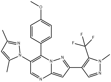 4-(6-(3,5-DIMETHYL-1H-PYRAZOL-1-YL)-2-[1-METHYL-5-(TRIFLUOROMETHYL)-1H-PYRAZOL-4-YL]PYRAZOLO[1,5-A]PYRIMIDIN-7-YL)PHENYL METHYL ETHER Struktur