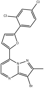 3-BROMO-7-[5-(2,4-DICHLOROPHENYL)-2-FURYL]-2-METHYLPYRAZOLO[1,5-A]PYRIMIDINE Struktur