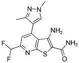 3-AMINO-6-DIFLUOROMETHYL-4-(1,3-DIMETHYL-1H-PYRAZOL-4-YL)-THIENO[2,3-B]PYRIDINE-2-CARBOXYLIC ACID AMIDE Struktur