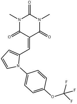 1,3-DIMETHYL-5-((1-[4-(TRIFLUOROMETHOXY)PHENYL]-1H-PYRROL-2-YL)METHYLENE)-2,4,6(1H,3H,5H)-PYRIMIDINETRIONE Struktur