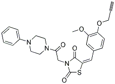 (E)-5-(3-METHOXY-4-(PROP-2-YNYLOXY)BENZYLIDENE)-3-(2-OXO-2-(4-PHENYLPIPERAZIN-1-YL)ETHYL)THIAZOLIDINE-2,4-DIONE Struktur