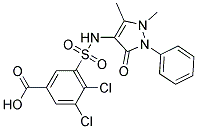 3,4-DICHLORO-5-(1,5-DIMETHYL-3-OXO-2-PHENYL-2,3-DIHYDRO-1H-PYRAZOL-4-YLSULFAMOYL)-BENZOIC ACID Struktur