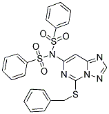 N-(5-(BENZYLTHIO)-[1,2,4]TRIAZOLO[1,5-F]PYRIMIDIN-7-YL)-N-(PHENYLSULFONYL)BENZENESULFONAMIDE Struktur