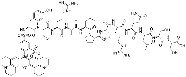 SULFORHODAMINE 101-TYR-SER-ARG-ALA-LEU-PSER-ARG-GLN-LEU-SER-SER-OH Struktur