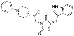 (E)-5-((1H-INDOL-3-YL)METHYLENE)-3-(2-OXO-2-(4-PHENYLPIPERAZIN-1-YL)ETHYL)THIAZOLIDINE-2,4-DIONE Struktur