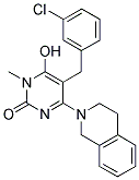 5-(3-CHLOROBENZYL)-4-(3,4-DIHYDROISOQUINOLIN-2(1H)-YL)-6-HYDROXY-1-METHYLPYRIMIDIN-2(1H)-ONE Struktur