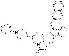 (E)-5-((1-(NAPHTHALEN-2-YLMETHYL)-1H-INDOL-3-YL)METHYLENE)-3-(2-OXO-2-(4-PHENYLPIPERAZIN-1-YL)ETHYL)THIAZOLIDINE-2,4-DIONE Struktur