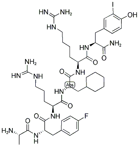 H-ALA-PHE(4-FLUORO)-ARG-CHA-HOMOARG-TYR(3-IODO)-NH2 Struktur