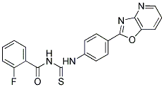 2-FLUORO-N-{[(4-[1,3]OXAZOLO[4,5-B]PYRIDIN-2-YLPHENYL)AMINO]CARBONOTHIOYL}BENZAMIDE Struktur