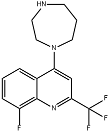 1-[8-FLUORO-2-(TRIFLUOROMETHYL)QUINOL-4-YL]HOMOPIPERAZINE Struktur