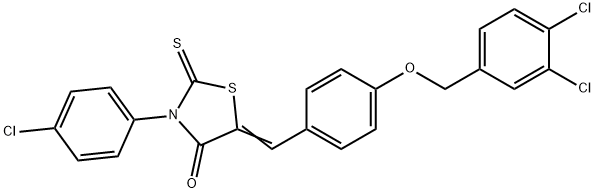 3-(4-CHLOROPHENYL)-5-((4-[(3,4-DICHLOROBENZYL)OXY]PHENYL)METHYLENE)-2-THIOXO-1,3-THIAZOLAN-4-ONE Struktur