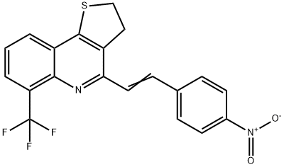 4-[(E)-2-(4-NITROPHENYL)ETHENYL]-6-(TRIFLUOROMETHYL)-2,3-DIHYDROTHIENO[3,2-C]QUINOLINE Struktur