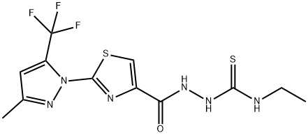 N-ETHYL-2-((2-[3-METHYL-5-(TRIFLUOROMETHYL)-1H-PYRAZOL-1-YL]-1,3-THIAZOL-4-YL)CARBONYL)-1-HYDRAZINECARBOTHIOAMIDE Struktur