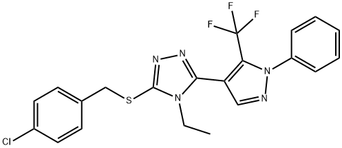 3-[(4-CHLOROBENZYL)SULFANYL]-4-ETHYL-5-[1-PHENYL-5-(TRIFLUOROMETHYL)-1H-PYRAZOL-4-YL]-4H-1,2,4-TRIAZOLE Struktur