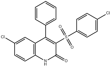 6-CHLORO-3-[(4-CHLOROPHENYL)SULFONYL]-4-PHENYLQUINOLIN-2-OL Struktur