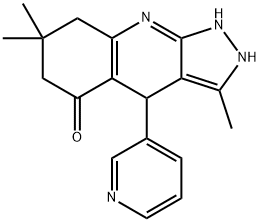 3,7,7-TRIMETHYL-4-(3-PYRIDINYL)-2,4,6,7,8,9-HEXAHYDRO-5H-PYRAZOLO[3,4-B]QUINOLIN-5-ONE Struktur