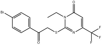 2-([2-(4-BROMOPHENYL)-2-OXOETHYL]SULFANYL)-3-ETHYL-6-(TRIFLUOROMETHYL)-4(3H)-PYRIMIDINONE Struktur