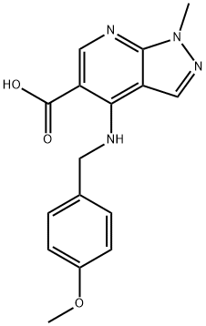 4-[(4-METHOXYBENZYL)AMINO]-1-METHYL-1H-PYRAZOLO[3,4-B]PYRIDINE-5-CARBOXYLIC ACID Struktur