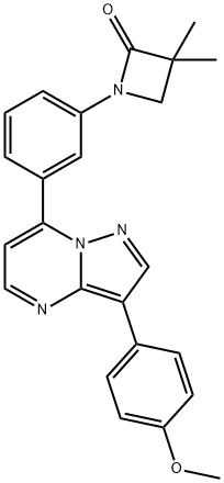 1-(3-[3-(4-METHOXYPHENYL)PYRAZOLO[1,5-A]PYRIMIDIN-7-YL]PHENYL)-3,3-DIMETHYL-2-AZETANONE Struktur