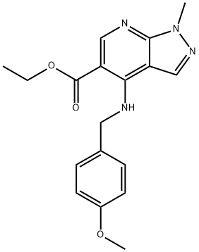 ETHYL 4-[(4-METHOXYBENZYL)AMINO]-1-METHYL-1H-PYRAZOLO[3,4-B]PYRIDINE-5-CARBOXYLATE Struktur