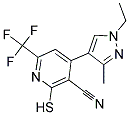 4-(1-ETHYL-3-METHYL-1H-PYRAZOL-4-YL)-2-MERCAPTO-6-TRIFLUOROMETHYL-NICOTINONITRILE Struktur