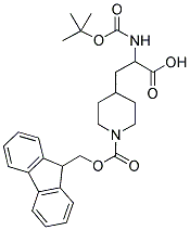 4-(2-TERT-BUTOXYCARBONYLAMINO-2-CARBOXY-ETHYL)-PIPERIDINE-1-CARBOXYLIC ACID 9H-FLUOREN-9-YLMETHYL ESTER Struktur