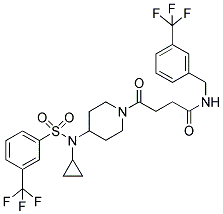 4-[4-(CYCLOPROPYL((3-(TRIFLUOROMETHYL)PHENYL)SULPHONYL)AMINO)PIPERIDIN-1-YL]-4-OXO-N-(3-(TRIFLUOROMETHYL)BENZYL)BUTANAMIDE Struktur