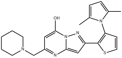 2-[3-(2,5-DIMETHYL-1H-PYRROL-1-YL)-2-THIENYL]-5-(PIPERIDINOMETHYL)PYRAZOLO[1,5-A]PYRIMIDIN-7-OL Struktur