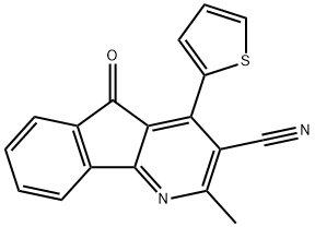 2-METHYL-5-OXO-4-(2-THIENYL)-5H-INDENO[1,2-B]PYRIDINE-3-CARBONITRILE Struktur