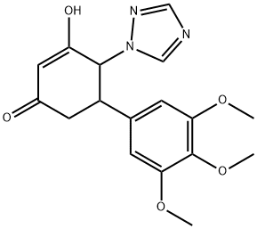 3-HYDROXY-4-(1H-1,2,4-TRIAZOL-1-YL)-5-(3,4,5-TRIMETHOXYPHENYL)-2-CYCLOHEXEN-1-ONE Struktur