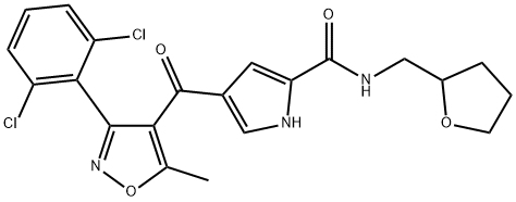 4-([3-(2,6-DICHLOROPHENYL)-5-METHYL-4-ISOXAZOLYL]CARBONYL)-N-(TETRAHYDRO-2-FURANYLMETHYL)-1H-PYRROLE-2-CARBOXAMIDE Struktur